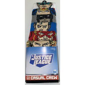 6 Pairs Of Justice  League Casual  Crew Socks Size 8-12